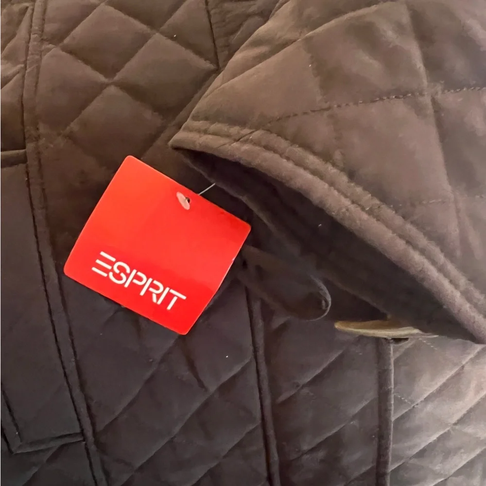 NWT Espirit Women's Brown Quilted Parka Jacket Size XL